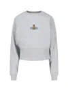 Vivienne Westwood Cropped Cotton Sweatshirt With Raglan Sleeves In Gray
