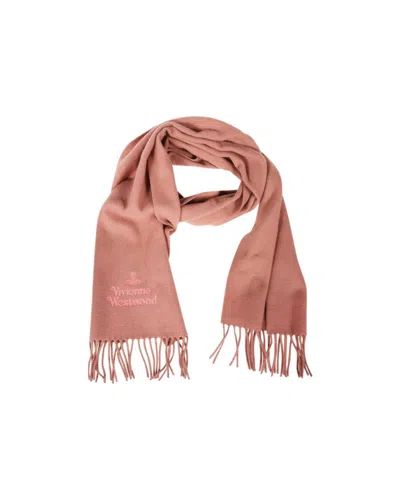 Vivienne Westwood Logo Tassel Scarf In Pink