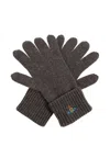 Vivienne Westwood Logo Wool Gloves In Gray