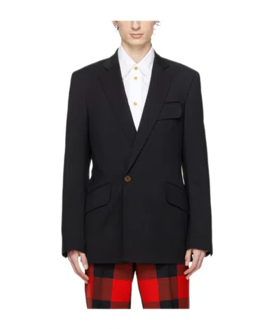 Vivienne Westwood Logo Wool Suit Jacket In Black