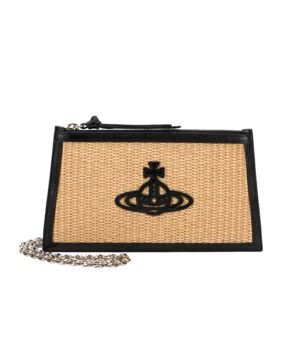 Vivienne Westwood Logo Woven Clutch Bag In Nude