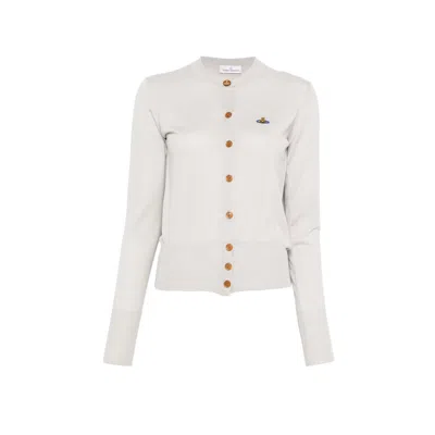 Vivienne Westwood Logo-detail Buttoned Cardigan In Gray