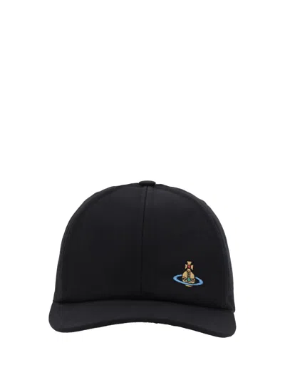Vivienne Westwood Black Baseball Cap With Orb Embroidery In Cotton