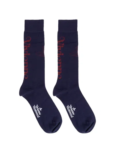 Vivienne Westwood Logo-embellishment Socks In Blue
