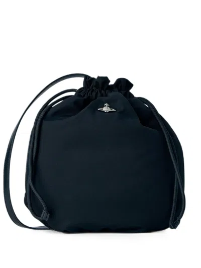 Vivienne Westwood Logo-emblem Drawstring Bucket Bag In Blue