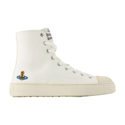 Vivienne Westwood Logo-embroidered Canvas High-top Sneaker In White