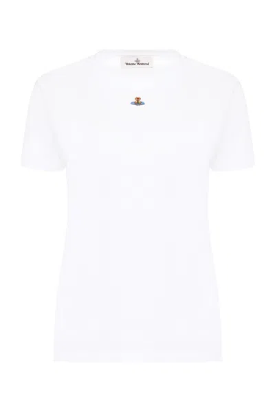 Vivienne Westwood Logo-embroidered Cotton T-shirt In Blue