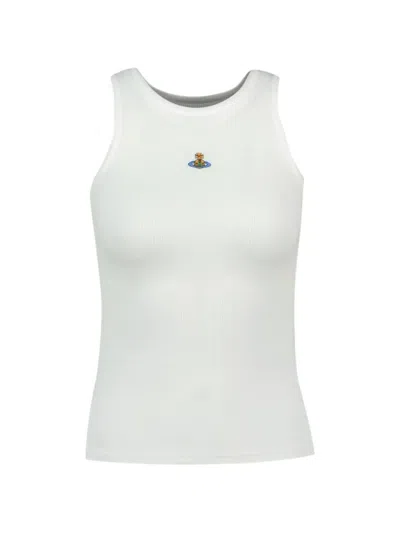 Vivienne Westwood Logo-embroidered Ribbed Tank Top In Neutral