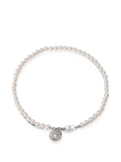 Vivienne Westwood Logo-pendant Beaded Necklace In Multi