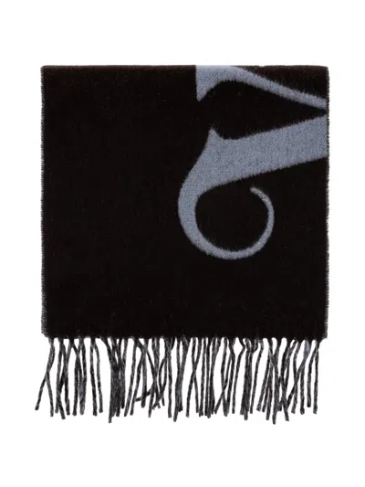 Vivienne Westwood Logo-print Fringed-hem Scarf In Black