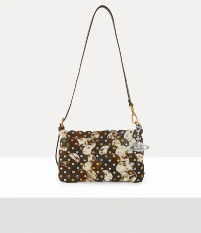 Vivienne Westwood Lola Shoulder Bag Hairy/smooth Leather White-brown In Purple