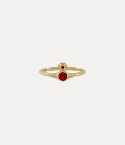 Vivienne Westwood London Orb Ring Gold-red-cz Gold-red-cz Unisex In Gray