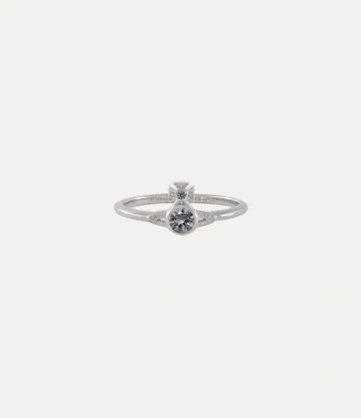 Vivienne Westwood London Orb Ring Platinum-grey-cz Platinum-grey-cz Unisex In White