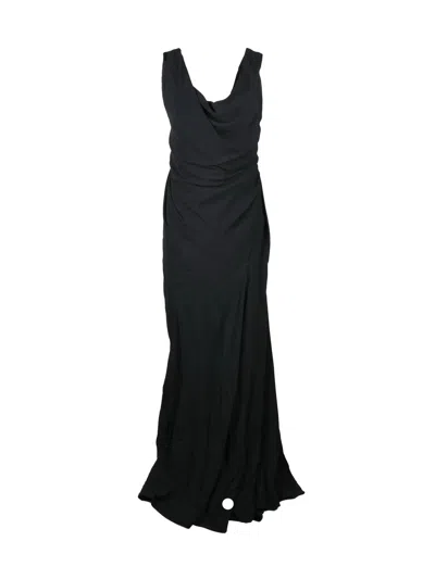 Vivienne Westwood Long Amber Dress With Asymmetric Design And Internal Corset In Black