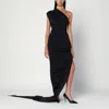 Vivienne Westwood Long One Shoulder Draped Satin Dress In Black