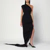 Vivienne Westwood Long One Shoulder Draped Satin Dress In Black