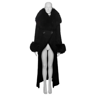 Pre-owned Vivienne Westwood Long Black Sheepskin Coat With Oversized Collar, Fw 1992