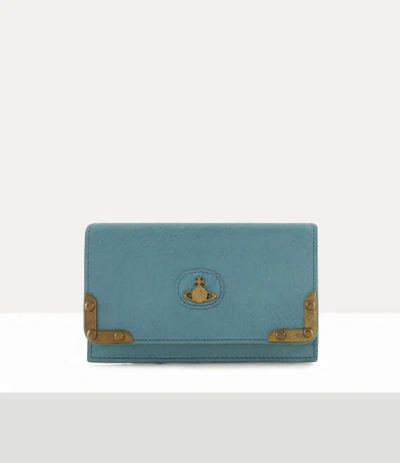 Vivienne Westwood Long Card Holder Leather Blue One Size Women