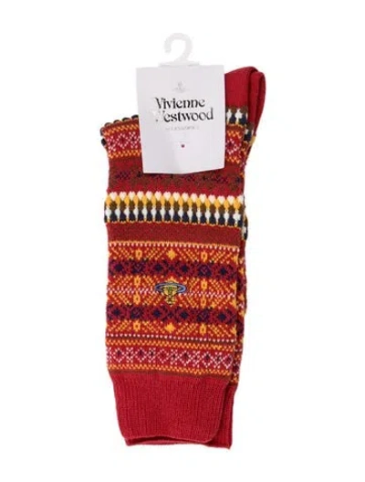 Pre-owned Vivienne Westwood Long Cotton Socks W/tags In Red