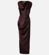 Vivienne Westwood Long Fond Draped-veck Maxi Dress In Brown