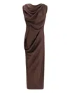 Vivienne Westwood Long Fond Draped-veck Maxi Dress In Brown