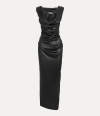 Vivienne Westwood Long Ginnie Pencil Dress Fluid Viscose Satin Black 40 Women In Glossy Black