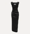 Vivienne Westwood Long Ginnie Pencil Dress Fluid Viscose Satin Black 40 Women In Black