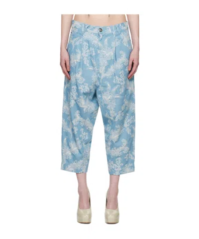 Vivienne Westwood Long Macca Mid-rise Cropped Jeans In Blue-coral