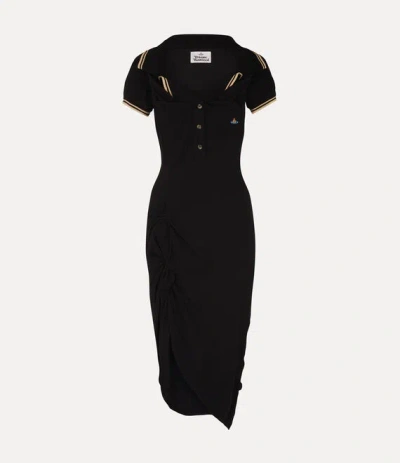 Vivienne Westwood Long Monday Pulling Dress Solid Piquet Black Xs Women