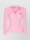 Vivienne Westwood Long Sleeve Collared Polo Top Ribbed Texture In Pink