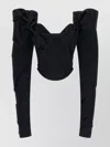 Vivienne Westwood Long Sleeve Corset Top With Structured Shoulders In Black
