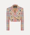 Vivienne Westwood Cropped Multicolor Plaid Jacket With Double-breasted Front In Multi