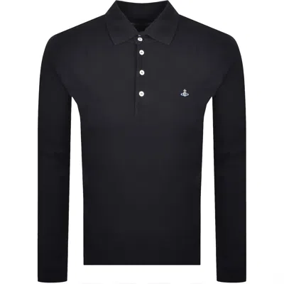 Vivienne Westwood Long Sleeve Polo Navy In Blue