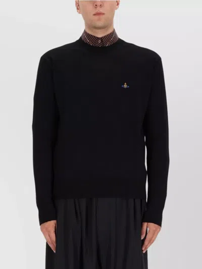 Vivienne Westwood Long Sleeve Ribbed Knit Sweater In Black