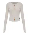 Vivienne Westwood Sleeve Button Cropped Ribbed Top In Gray