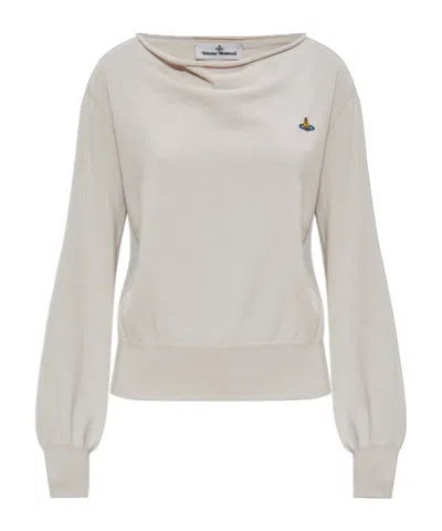 VIVIENNE WESTWOOD VIVIENNE WESTWOOD LOGO EMBROIDERED BOAT NECK JUMPER