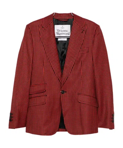 Vivienne Westwood Gingham-check Single-breasted Blazer In Red