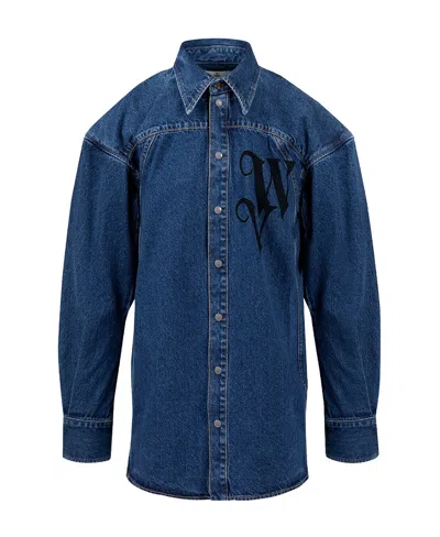 Vivienne Westwood Long-sleeved Denim Shirt In Blue
