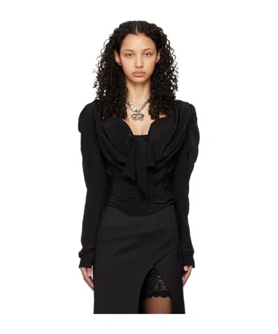Vivienne Westwood Long-sleeved Heart-neck Blouse In Black