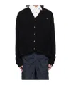 Vivienne Westwood Black V Neck Cardigan With Orb Embroidery In Cotton And Cashmere In Black