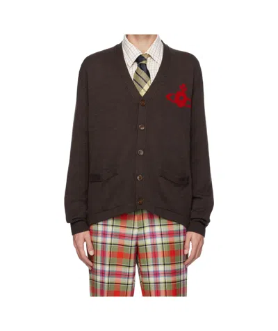 Vivienne Westwood Long-sleeved Knitted Cardigan In Black