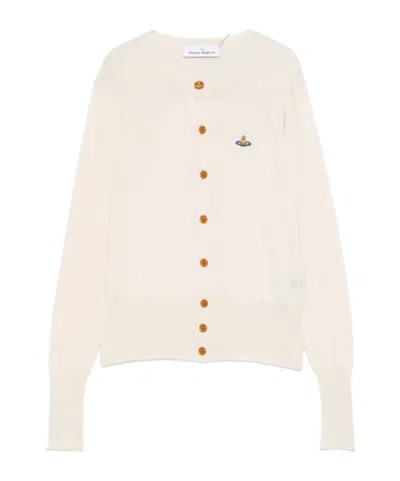 Vivienne Westwood Long-sleeved Knitted Cardigan In Neutral