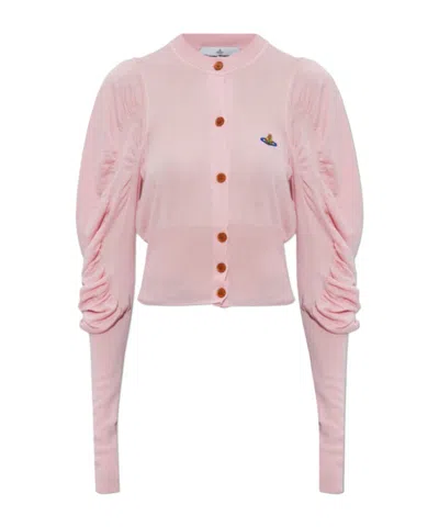 Vivienne Westwood Long-sleeved Knitted Cardigan In Pink