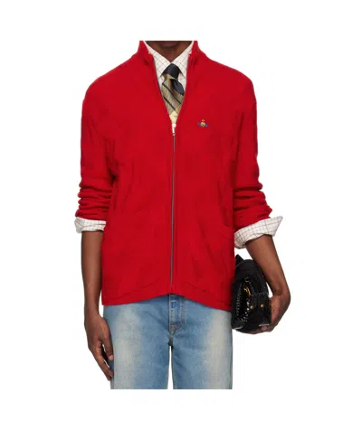 Vivienne Westwood Long-sleeved Knitted Cardigan In Red
