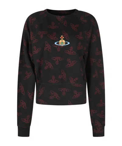 Vivienne Westwood Long-sleeved Patterned Sweatshirt In Black