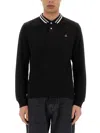 Vivienne Westwood Black Polo Shirt With Contrasting Collar And Orb Logo Detail On The Front In Black