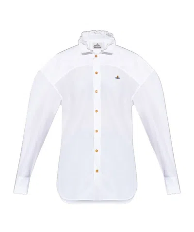 VIVIENNE WESTWOOD VIVIENNE WESTWOOD LOGO EMBROIDERED CURVED HEM SHIRT