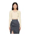 Vivienne Westwood Off-white Bea Cropped V-neck Sweater In Nude