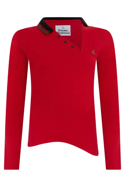 Vivienne Westwood Long-sleeve Asymmetrical Neckline Polo Shirt In Multi