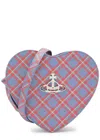 Vivienne Westwood Louise Heart Checked Twill And Faux Leather Cross-body Bag In Blue